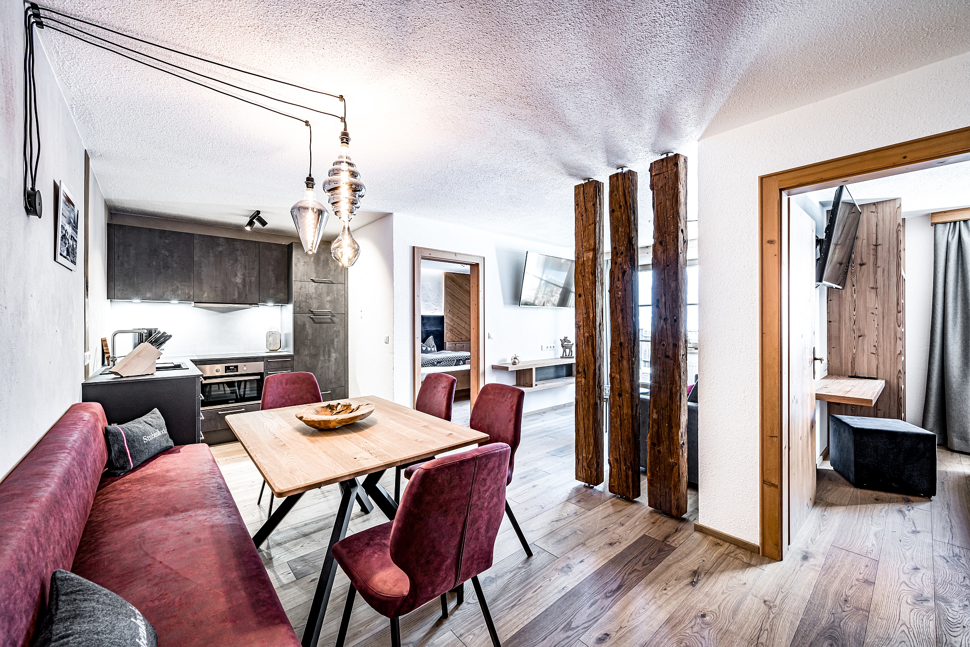 Wohnbereich des Appartements im Apart Rauch Obergurgl